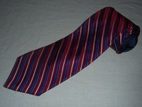 Tommy Hilfiger Tie Woven Red Blue Stripe Silk Luxury Designer Jacquard Necktie