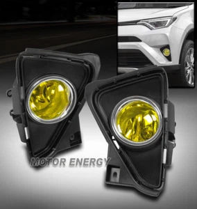 16-18 TOYOTA RAV4 PARACHOQUES DELANTERO LUCES ANTINIEBLA DE CONDUCCIÓN AMARILLO CON BISEL + PAR DE BOMBILLAS - Imagen 1 de 4