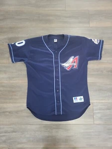 AUTHENTIC VINTAGE DAVE HOLLINS ANGELS JERSEY 48 XL RUSSELL RARE BLUE BASEBALL PC - Picture 1 of 9