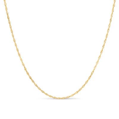 Gold Plated Sterling Silver 2mm Singapore Twisted Curb Chain Necklace, Women Men - Image 1 of 4