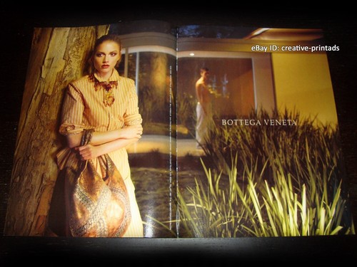 BOTTEGA VENETA ANNUNCIO STAMPA 2 PAGINE primavera 2009 EMMA MACLAREN bella ragazza bionda