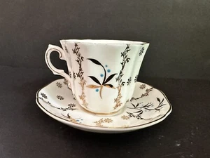 Royal Grafton fine bone china England cup and saucer floral pattern blue dots - Picture 1 of 16