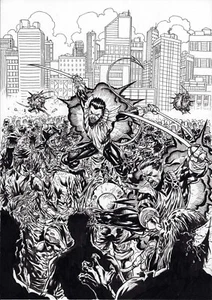 NIGHTCRAWLER vs Zombies Marvel X-Men ORIGINAL Comic Art Kinosuke BINTUO Eden - Picture 1 of 2
