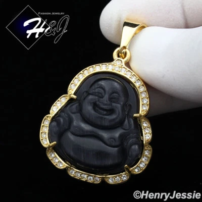 Colgante Buda chapado en plata/oro con estrás rosa/onyx/azul de acero inoxidable*P117 Foto 1 de 2