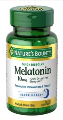 Nature's Bounty Melatonin 10 mg 100% Drug Free Sleep Aid, 45 Tablets Exp 12/25 - Image 1 of 3