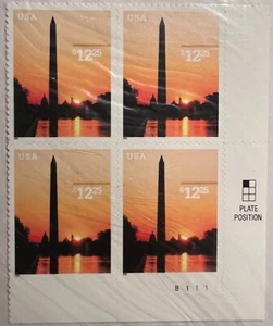 Scott #3473 $12.25 Washington Monument Express Mail Plate Block of 4 Stamps-MNH - Picture 1 of 4