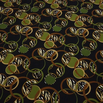 Stoff Baumwolle Jersey Kreise Kringel schwarz oliv braun beige Kleiderstoff - Bild 1 von 4