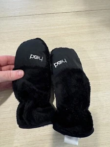HEAD Jr ThermalFUR Black Furry Fleece Gloves Mittens Girls & Boys S  Very Good - Picture 1 of 7