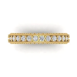 14K Yellow Gold Wedding Ring Band - 1.44 ctw Round Cut Simulated Diamond - Picture 1 of 5