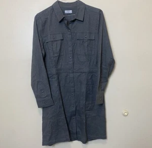 Untuckit langärmeliges Damenkleid mit Knopfleiste. Grau. Größe 12. Neu ohne etikett. - Bild 1 von 6