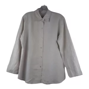 Top donna Richard Malcom lino irlandese con bottoni M. beige floreale manica bordata - Foto 1 di 13