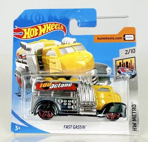 2019 Hot Wheels HW Metro 2/10 Yellow Fast Gassin Short Card - Bild 1 von 5