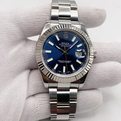 劳力士 Datejust II 116334 钢制 18k 白金蓝色表盘自动表 — 第 1/4 张图片