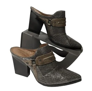 Donald J Pliner Vero Heels 8 Leather Western Mules Shoes Women Size 8M Gray - Picture 1 of 12