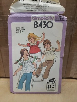 Simplicity 1977 Sewing Pattern #8430 Childs Jiffy Top Sz 5 & 6 -Uncut FF- - Image 1 of 4