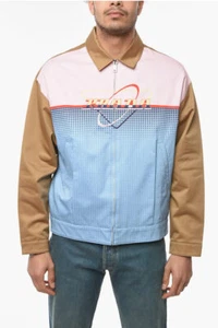 PRADA Herren blau pink khaki Farbblock Retro Herz Logo Reißverschluss Baumwolle Jacke XL - Bild 1 von 4