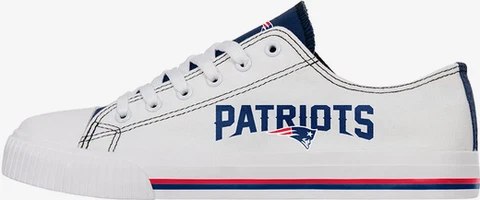 NEW ENGLAND PATRIOTS MENS SNEAKER SZ 8 WHITE LOGO LOW CANVAS CHUCK STYLE NIB Cover