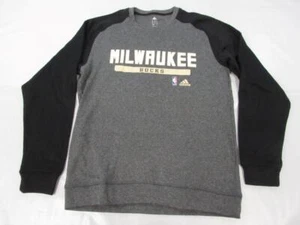 New Milwaukee Bucks Mens Size M Medium Adidas Climawarm Gray/Black Sweatshirt - Picture 1 of 4