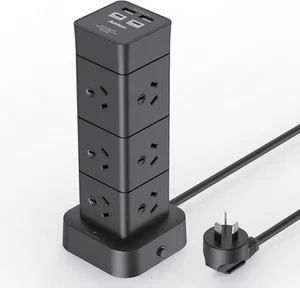 Power Board Surge Protected, Tower Power Strip with 12 AC Outlets 4 USB Ports(2 - Picture 1 of 12
