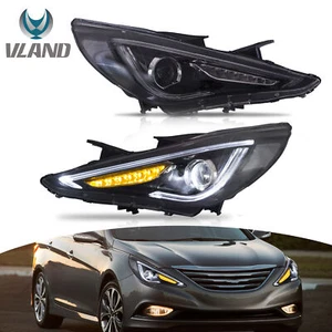 VLAND LED Projector Headlights For 2011-2013 2014 Hyundai Sonata Sequential L+R - Picture 1 of 13