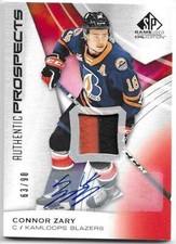 2019-20 UD Upper Deck CHL Sp Game Used CONNOR ZARY #30 Patch Autograph 63/90