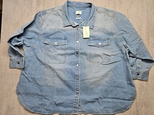Universal Thread Women's Embellished Denim Shacket Plus Size 4X Blue - Picture 1 of 11