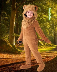 H-K4-3 Kids Lion Costume Animal Book Week Zoo Party Boys Girls Jumpsuit Tail - Picture 1 of 11