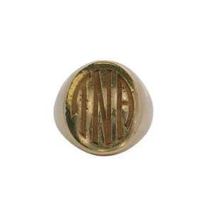 1950-70s Tiffany & Co Vintage 14kt Yellow Gold Engraved Signet Ring Size 9 - Picture 1 of 8