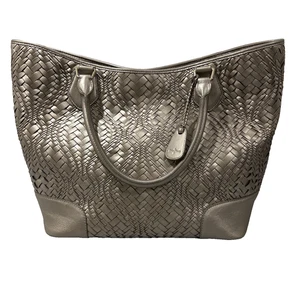 Bolso de hombro Cole Haan de cuero tejido de peltre NUEVO - Imagen 1 de 12