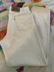 Vintage Levi's 550 Orange Tab Denim Jean 34X32 White Tapered Leg - Picture 1 of 11