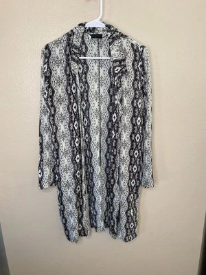 Volcom Womens Black Open Front Cardigan XS/S Viscose Tribal Pattern long sleeve - Image 1 of 4