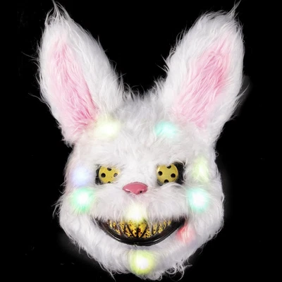 Halloween Scary Mask Bear Rabbit Bunny Mask, Bloody Plush Head Mask, Cosplay Co - Image 1 of 4