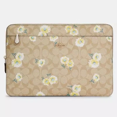 Funda para portátil Coach de cuero floral con estampado de margaritas clásica “C” beige ¡NUEVA CON ETIQUETAS! Foto 1 de 4