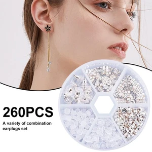 260Pcs Earring Backs Set Silicone Metal Earring Backs with Box 5 Styles stYMv - Picture 1 of 11