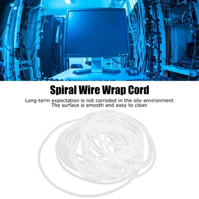Spiral Wire Wrap Cord Sleeve Hose Cable Organizer Holder Management White - Image 1 of 4
