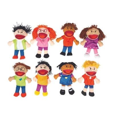 Marionetas de mano de peluche Happy Kids de 14" con bocas móviles -8 piezas Foto 1 de 4