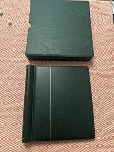 STAMPS - LIGHTHOUSE ( GREEN ) PADDED ALBUM & SLIP CASE- SPRINGBACK - PRE OWN - - Picture 1 of 12