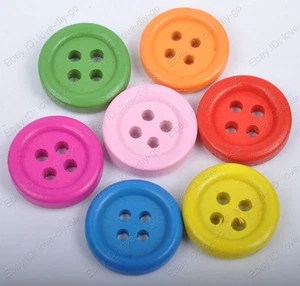 50Pcs Multi-color wood Sewing Flat Buttons 4holes 15MM - Picture 1 of 2