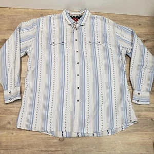Scully Shirt Mens 2XL White Blue Striped Pearl Snap USA Democrat Election Donkey - Picture 1 of 12