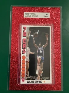 Camiseta deportiva Julius Erving 1976 estilo Topps variación de montaje 76ers pantalla roja - Imagen 1 de 6