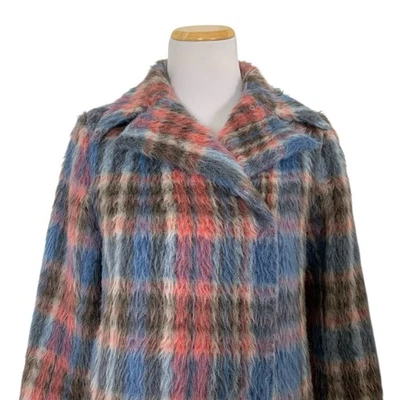 Sachin + Babi Fiction Plaid Asymmetrical Wool Mohair Alpaca Coat Womens 6 - Image 1 of 4