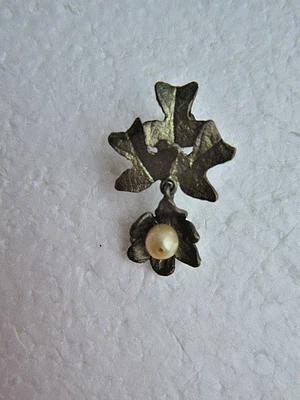 PENDIENTE MICHAEL MICHAUD PATINADO BRONCE FLOR PERLA ¡ÚNICO!!! Foto 1 de 2