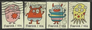 US Sc# 5636-5639 MESSAGE MONSTERS SET di 4 FRANCOBOLLI USATI FUORI CARTA SUONO - Foto 1 di 1
