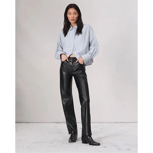 Pantalones de imitación de cuero Rag & Bone Harlow negros 27 - Imagen 1 de 8