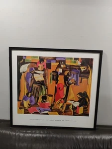 Jacob Lawrence The Library 1960 Black Art 30x27" Approx Framed - Picture 1 of 14