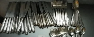 63 PIECES INOX METAL BLANC SILVER PLATE,FORKS,SPOONS,KNIVES LOT FF - Picture 1 of 6
