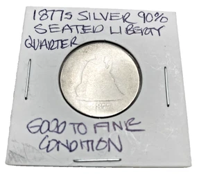 1877s Seated Liberty Silver Quarter Good to fine condition paper flip VTG - Picture 1 of 4