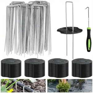 201/401X Garden Stakes 6" Galvanized Sod Staples Landscape Staples with Washers - Picture 1 of 16
