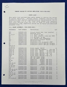 Original Fender Deluxe 85 Guitar Amplifier Schematic & Parts List - Picture 1 of 1
