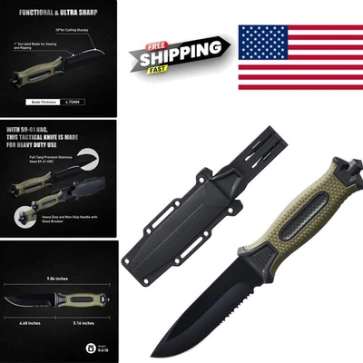 Green Tactical Survival Knife 10 Inch Full Tang for Camping and Bushcraft - Image 1 of 4